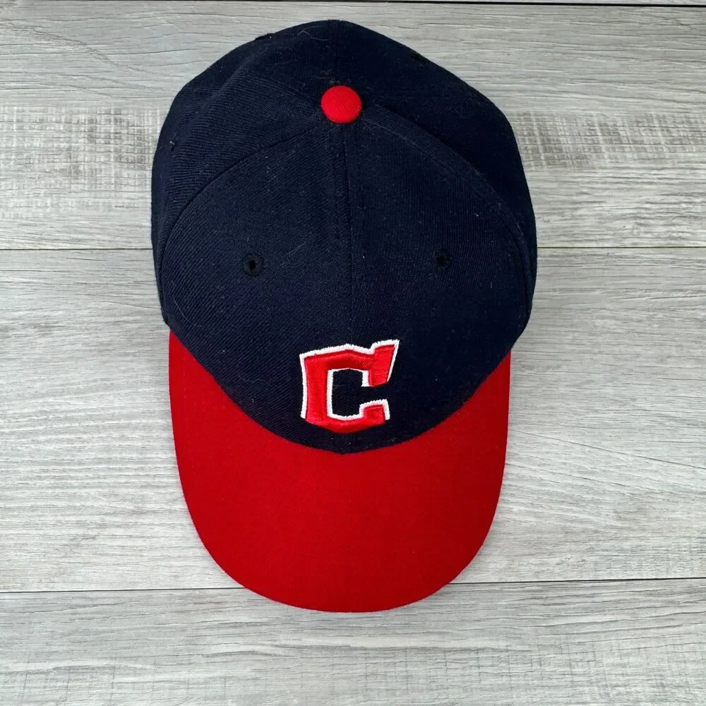 New Era Cleveland 59Fifty Guardians Baseball Cap Mens 7 1/8 Navy Red Fitted Hat